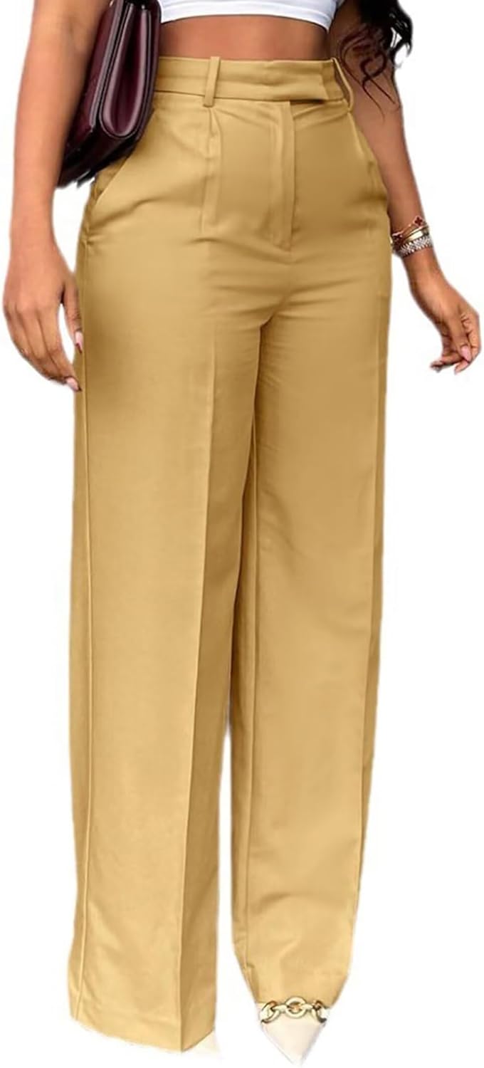 Dress Pants for Women Wide Leg High Waisted Straight Slacks Work Trousers - Image 6