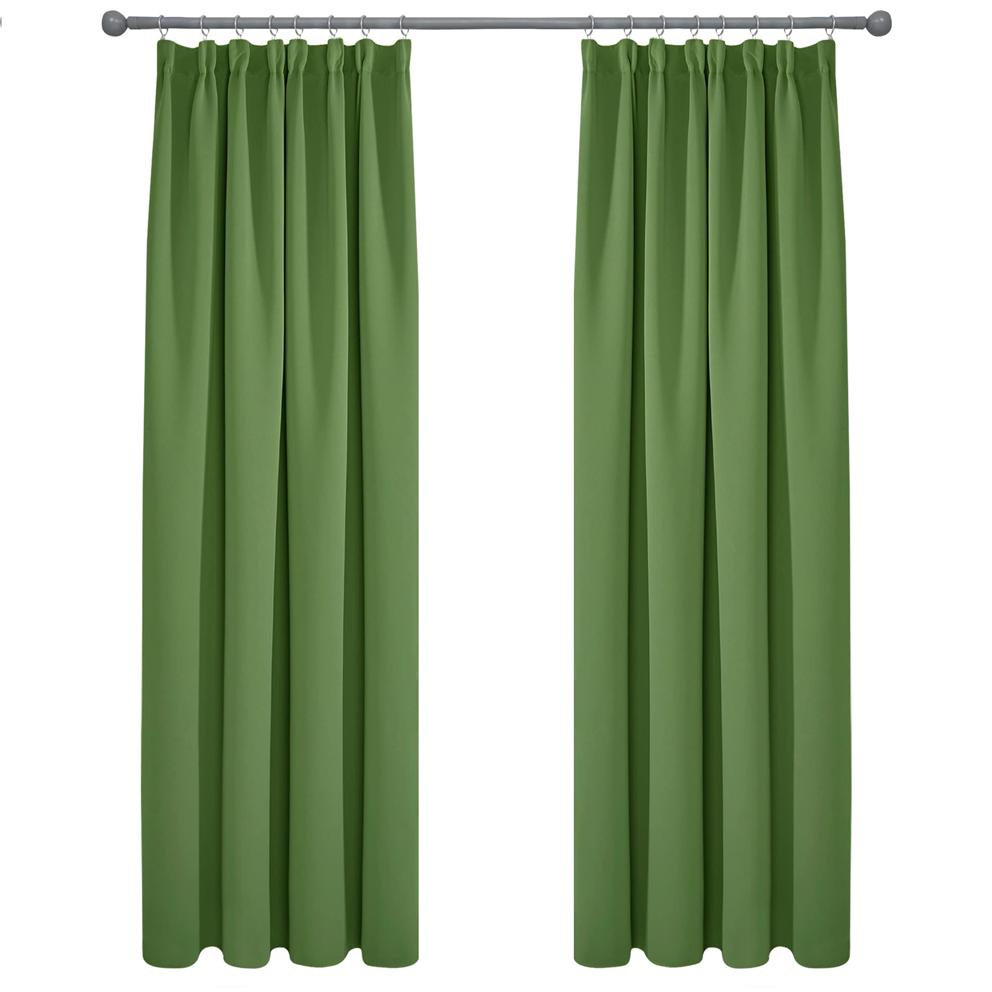 Deconovo Green Window Treatment Bedroom Curtains Thermal Insulated Pencil Pleat Blackout Curtains For Children Bedroom W55 X L96 Inch Pair