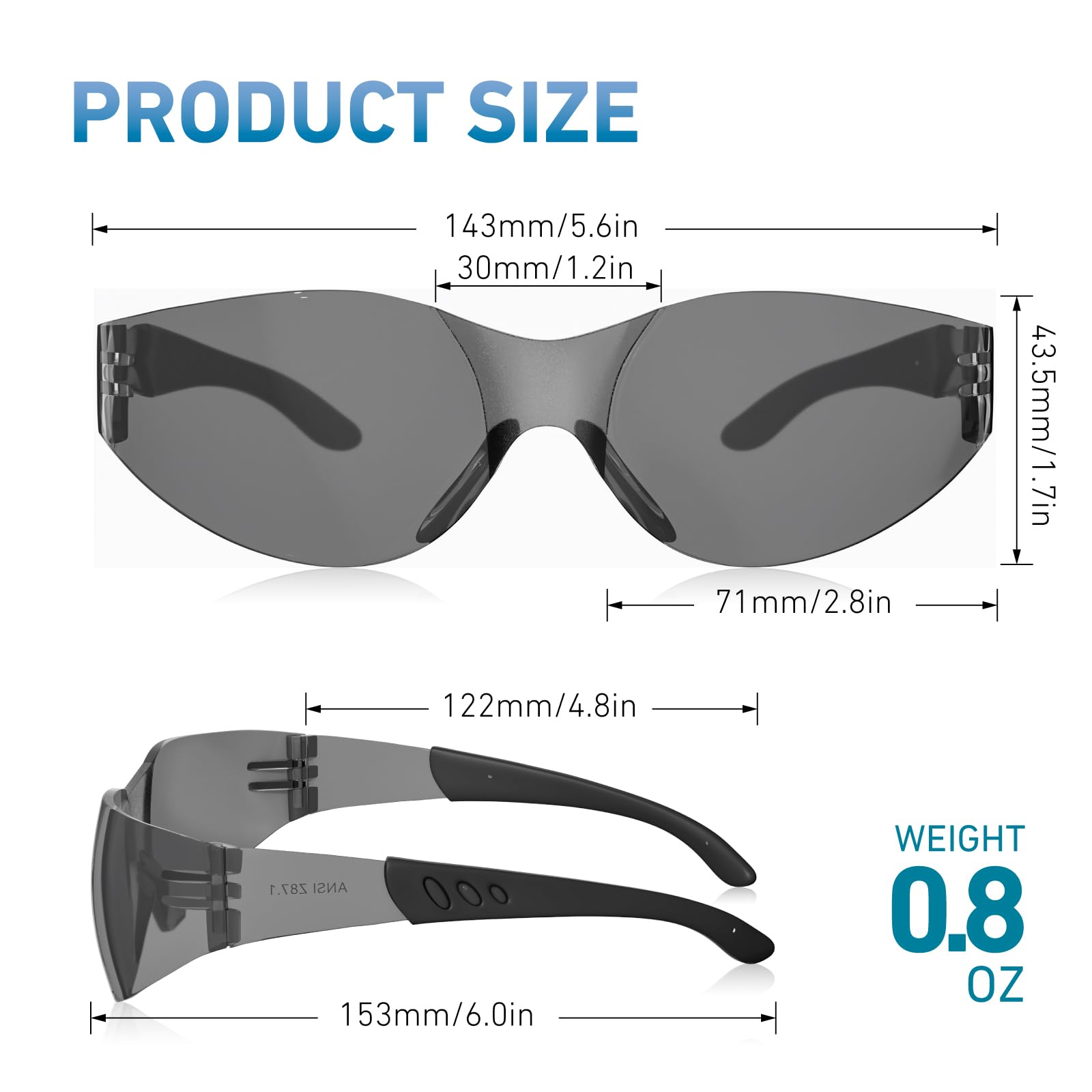 Schutzbrille ANSI Z87.1 Zertifiziert - Kratzfeste Schutzbrille für Damen & Herren, ideal für Bau & Schießen