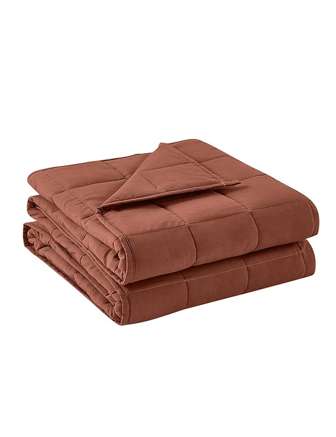 BB BLINBLIN Weighted Blanket Heavy Blanket for Cool & Restful Sleep, Premium Soft Material and Glass Beads (Brown, 60''x80'' 15lbs), Suit for Adult(~140lb) Use on Queen/King Bed