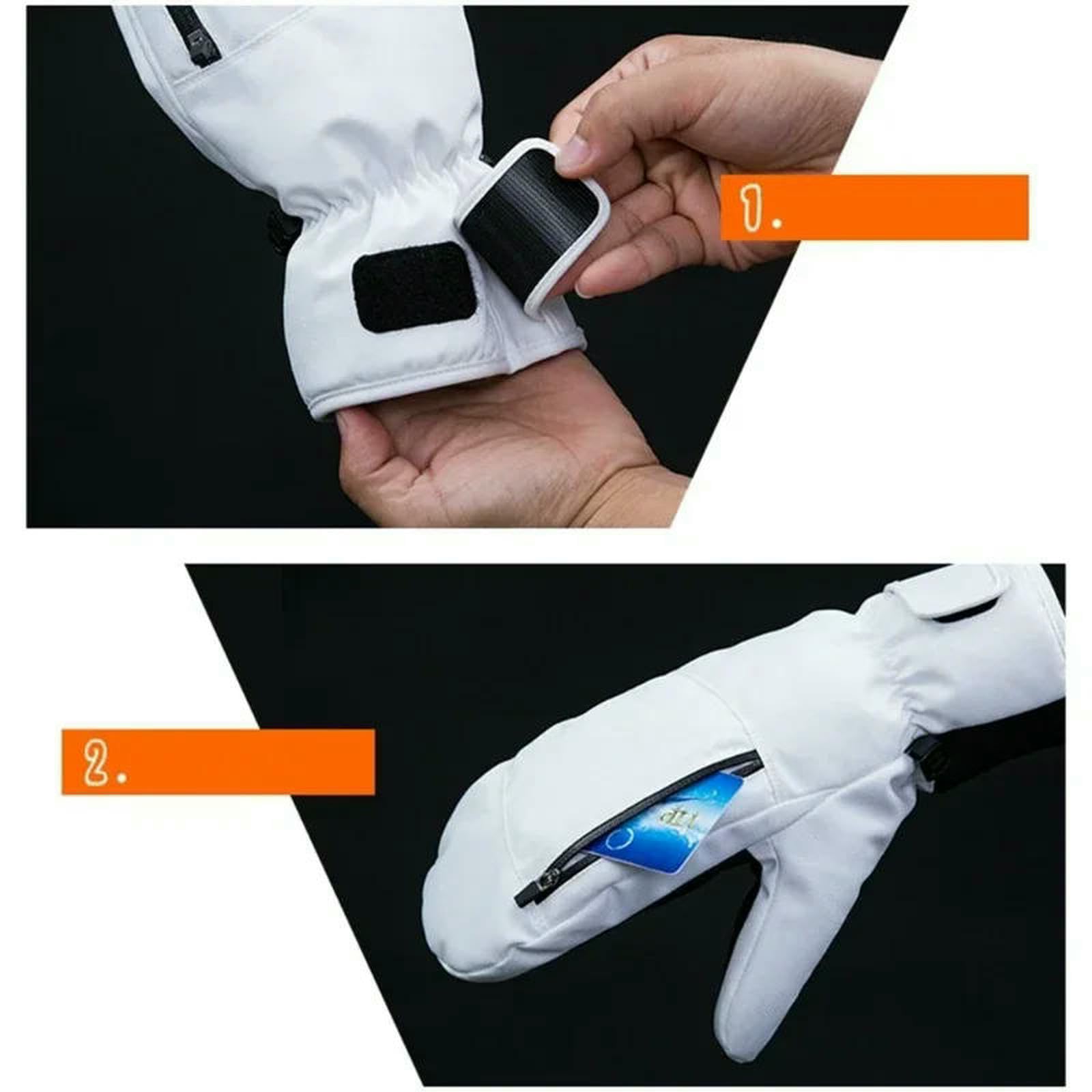 Guanti da Sci Invernali Touch Screen Impermeabile Neve Spessi Termici Uomo Donna Caldi Motoslitta Esterno-Grigio-l