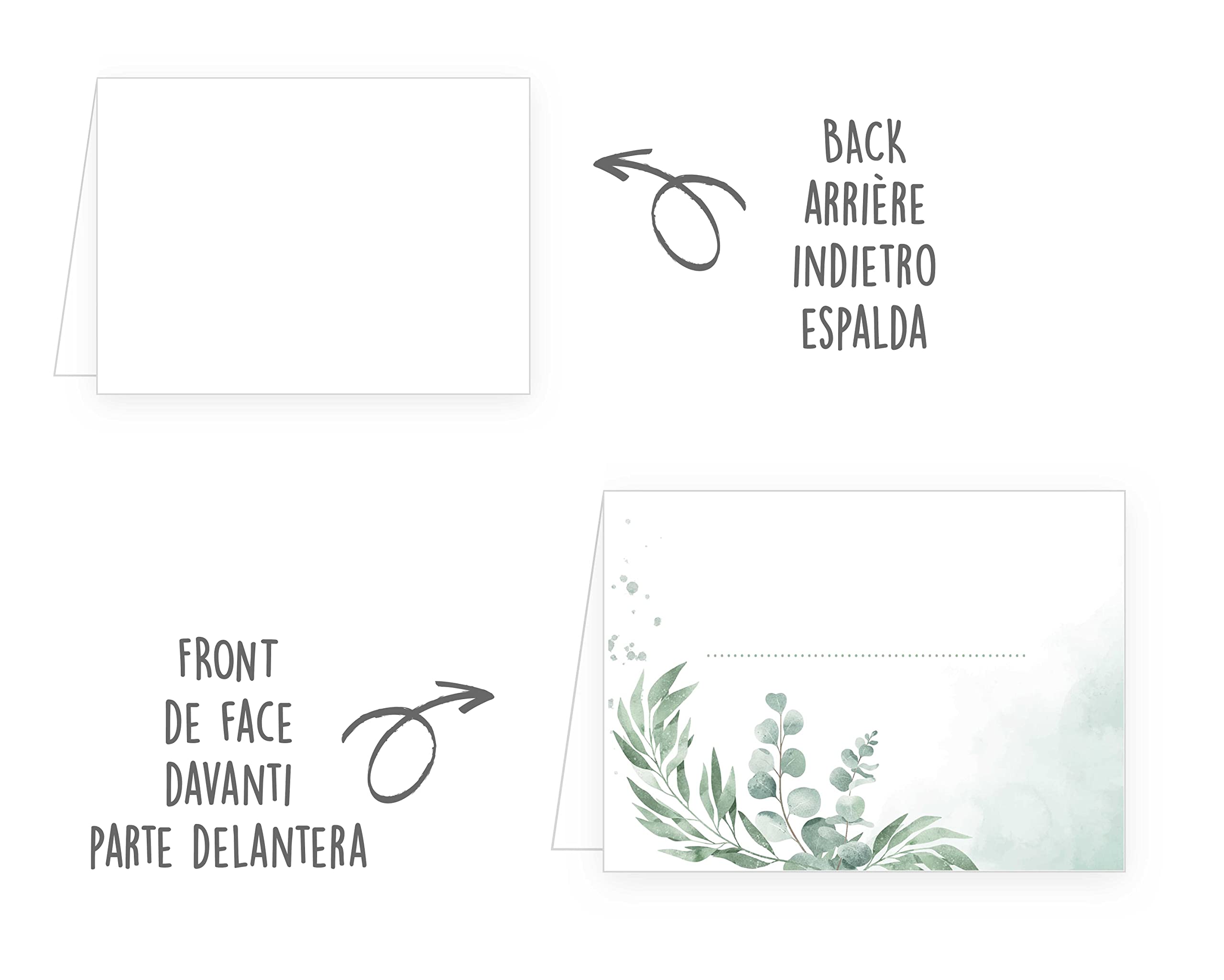 Segnaposto Per Matrimonio, Compleanno, Battesimo - 50 Biglietti Argento Con Eucalipto - Foto 8