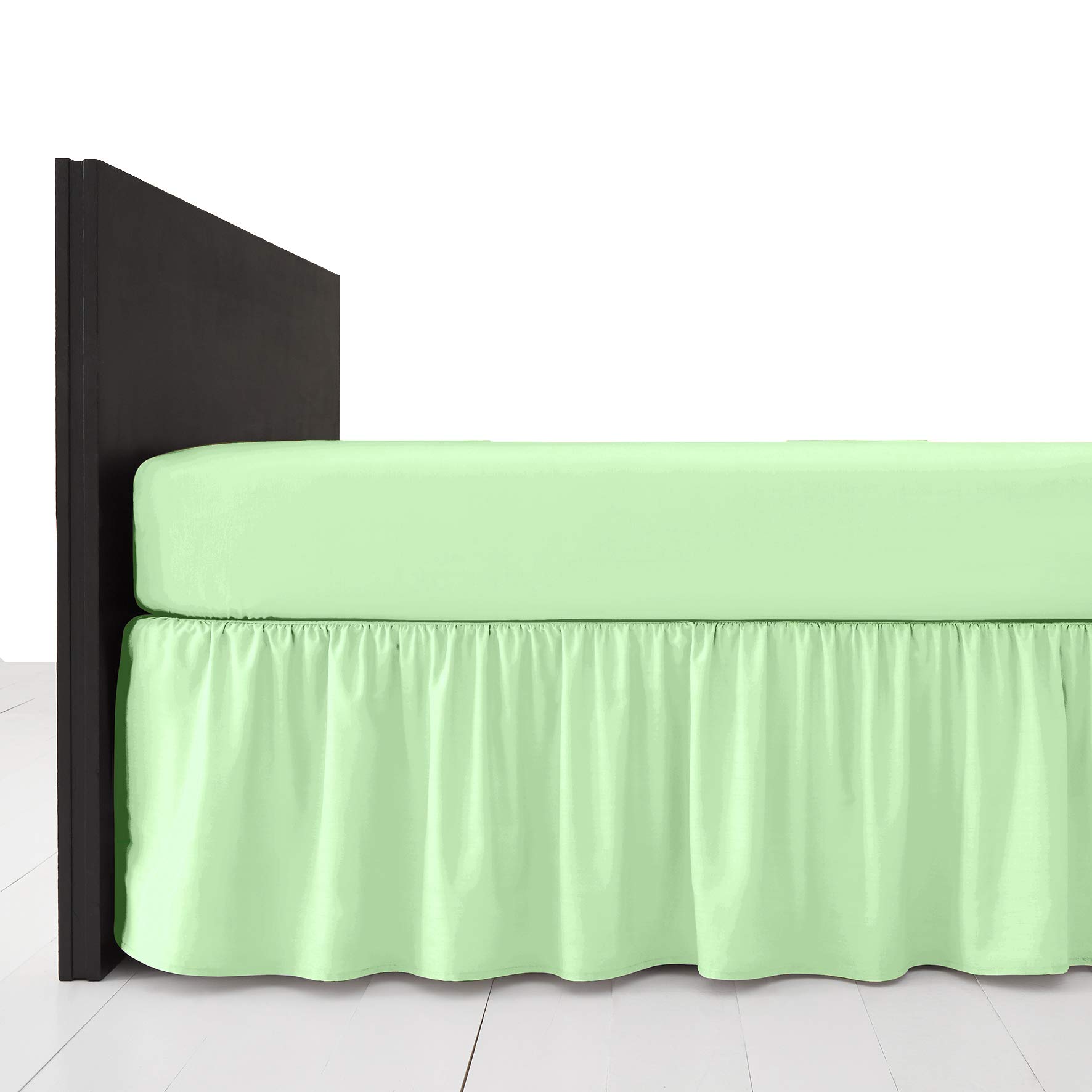AmigoZone Plain Pollycotton Frilled Bed Base Valance Sheet (Mint Green, King) โ image 1