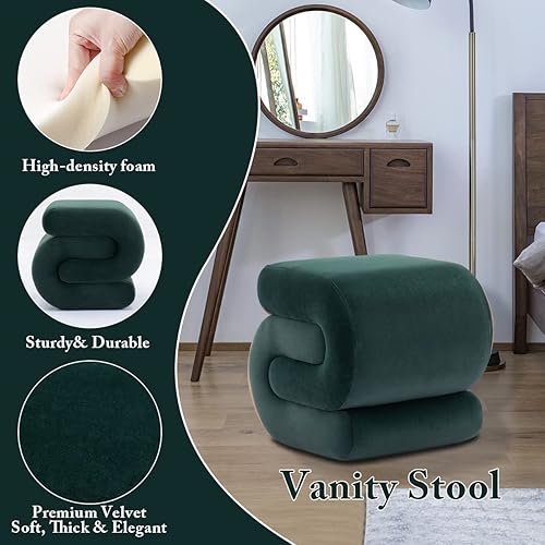 Miniatura 4 de PEIHONGET Otomana de terciopelo en forma de S taburete tapizado para reposapiés silla otomana reposapiés para maquillaje sala de estar dormitorio