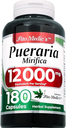 FITO MEDIC'S Laboratorio  pueraria mirifica  180 Cápsulas  12000 mg  Cápsulas de pueraria mirifica  Suplemento para mujeres  Extracto concentrado