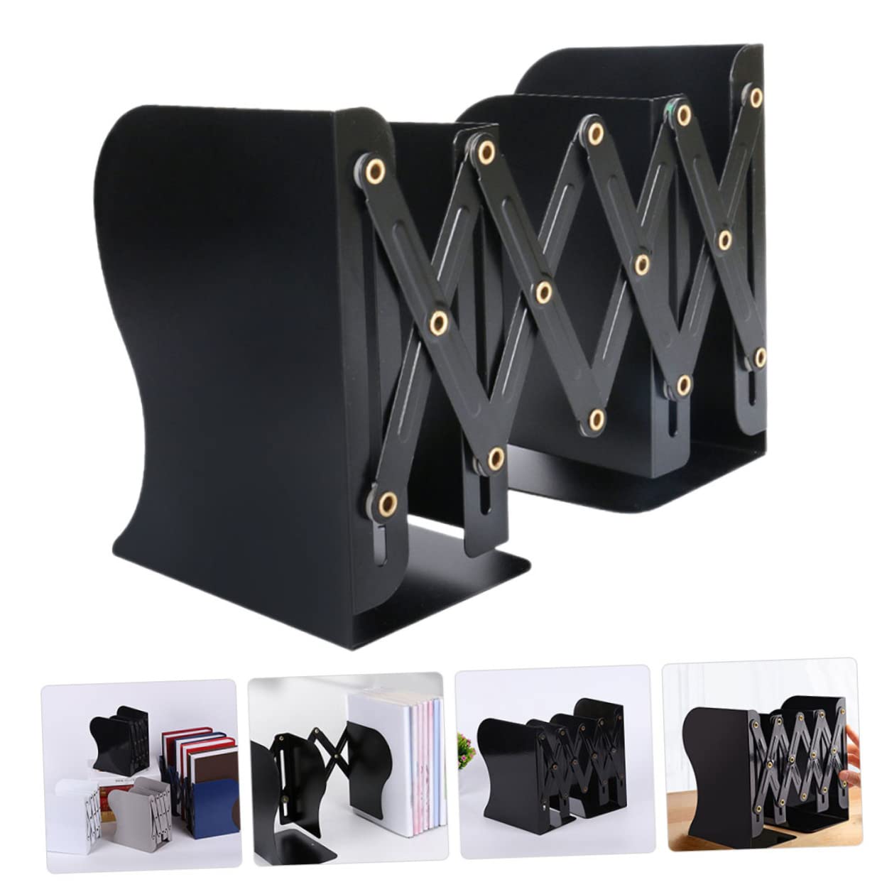 Buchstütze Vintage Praktische Buchstütze aus Kunststoff und Metall Schwarz für Bücherordnung dem Schreibtisch Einfaches Design