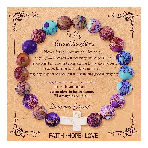 Image of QWNHONEY Cross Bracelet for Women Christian Gifts Colorful Imperial Stone Catholic Religious Jewelry Mothers Day Birthday Christmas Gifts for Women Mother Daughter Sister Girlfriend Grandma Wife