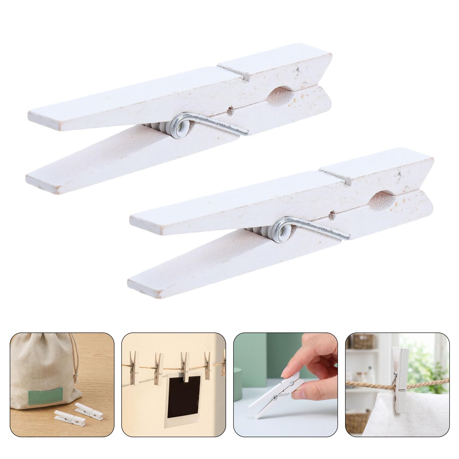 ibasenice 200 Mollette Bianche in Legno Leggere e Resistenti per Fissaggio Stabile, per Progetti di Artigianato e Decorazioni per Ufficio Moderno