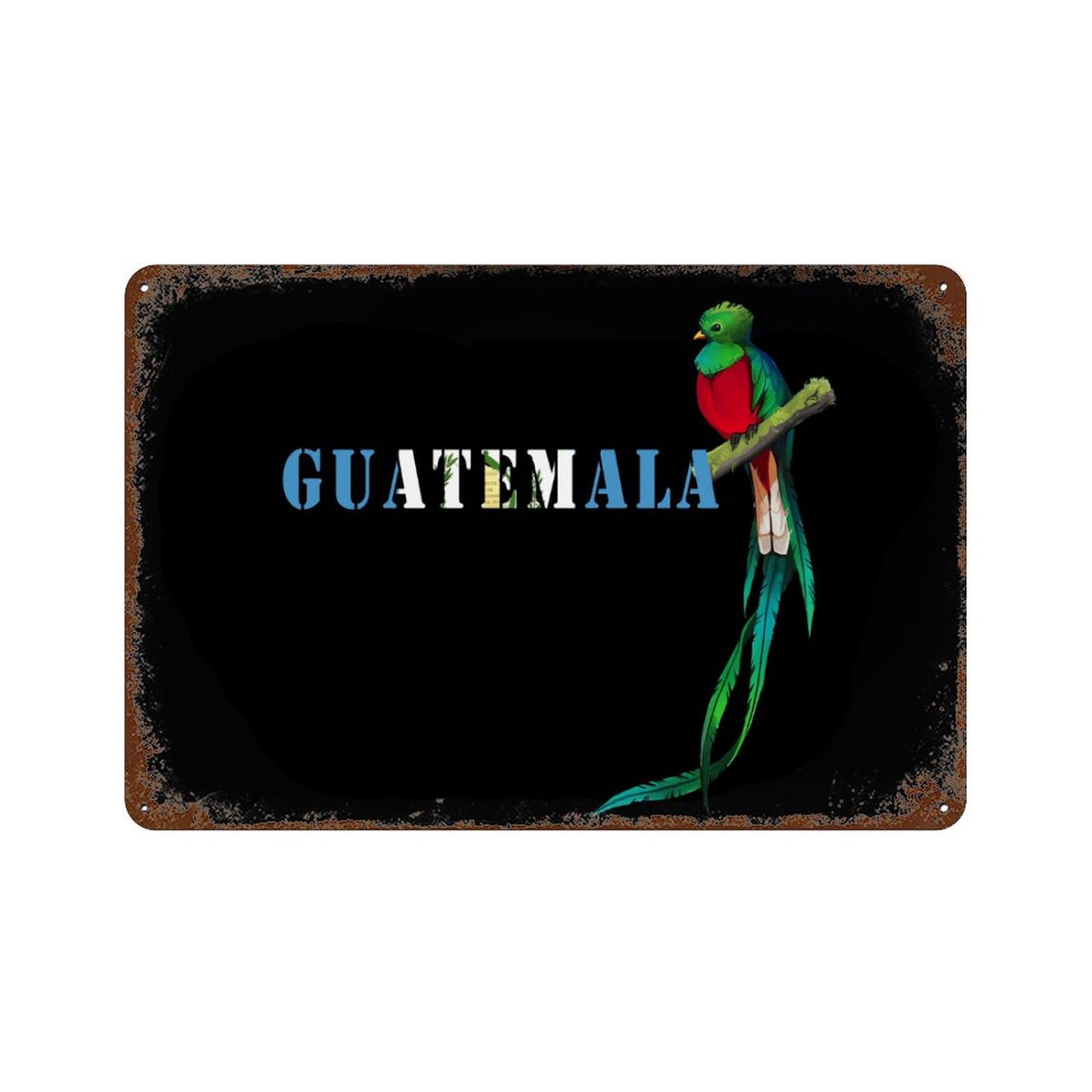 KWQDOZF Guatemala Quetzal 1 Theme Metal Tin Sign,Vintage Iron Hanging Plate Horizontal with Rust Poster Wall Decor 8x12inch