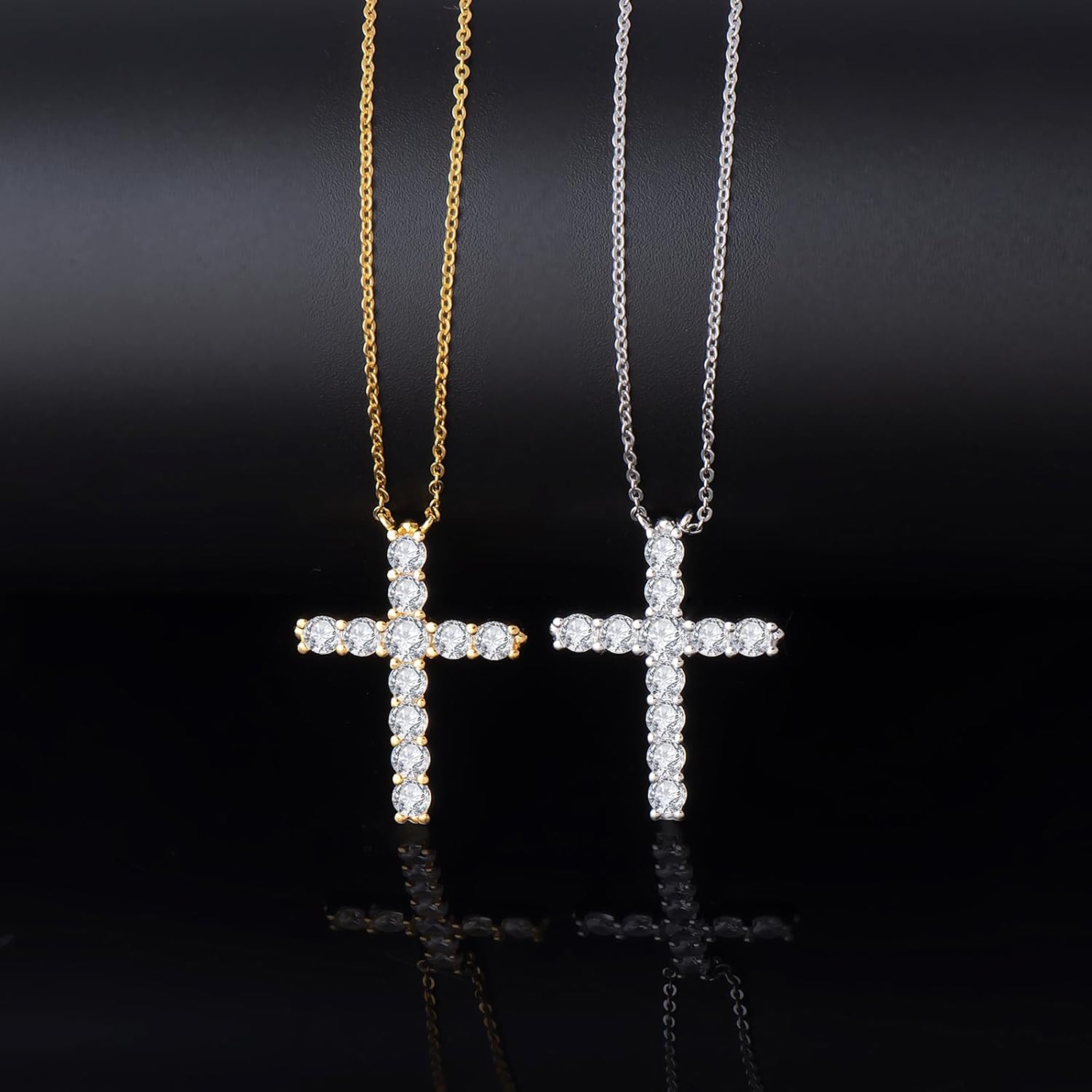 14K Gold Plated Cross Necklace for Women Silver Gold Cubic Zirconia Cross Pendant Necklace for Women Girls Dainty Cross Chain Necklace Jewelry Gifts for Women - Image 7