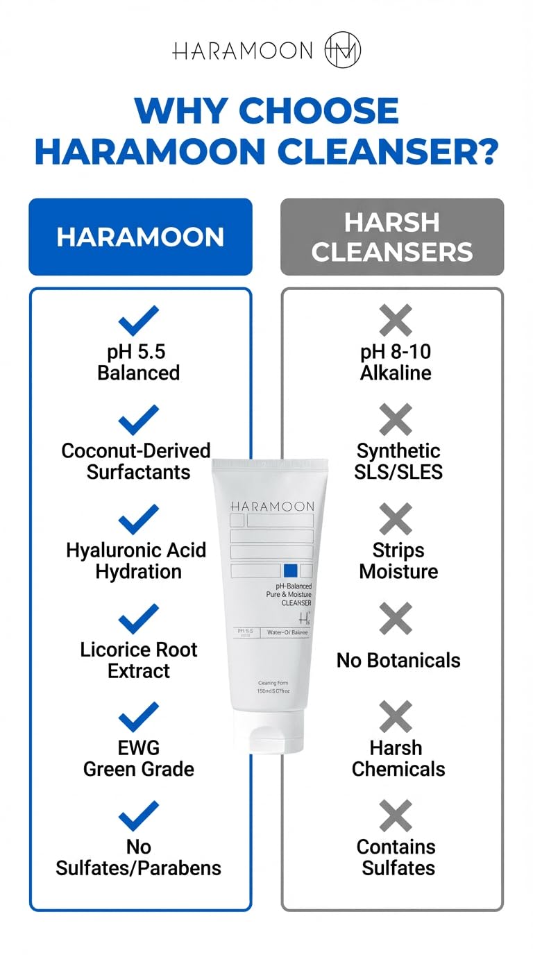 Pure Moisture Cleanser - Barrier Building Korean Face Wash - Gently Purifies, Exfoliates & Hydrates with CICA, HA, and Betaine - Vegan, EWG Verified Antiaging Formula