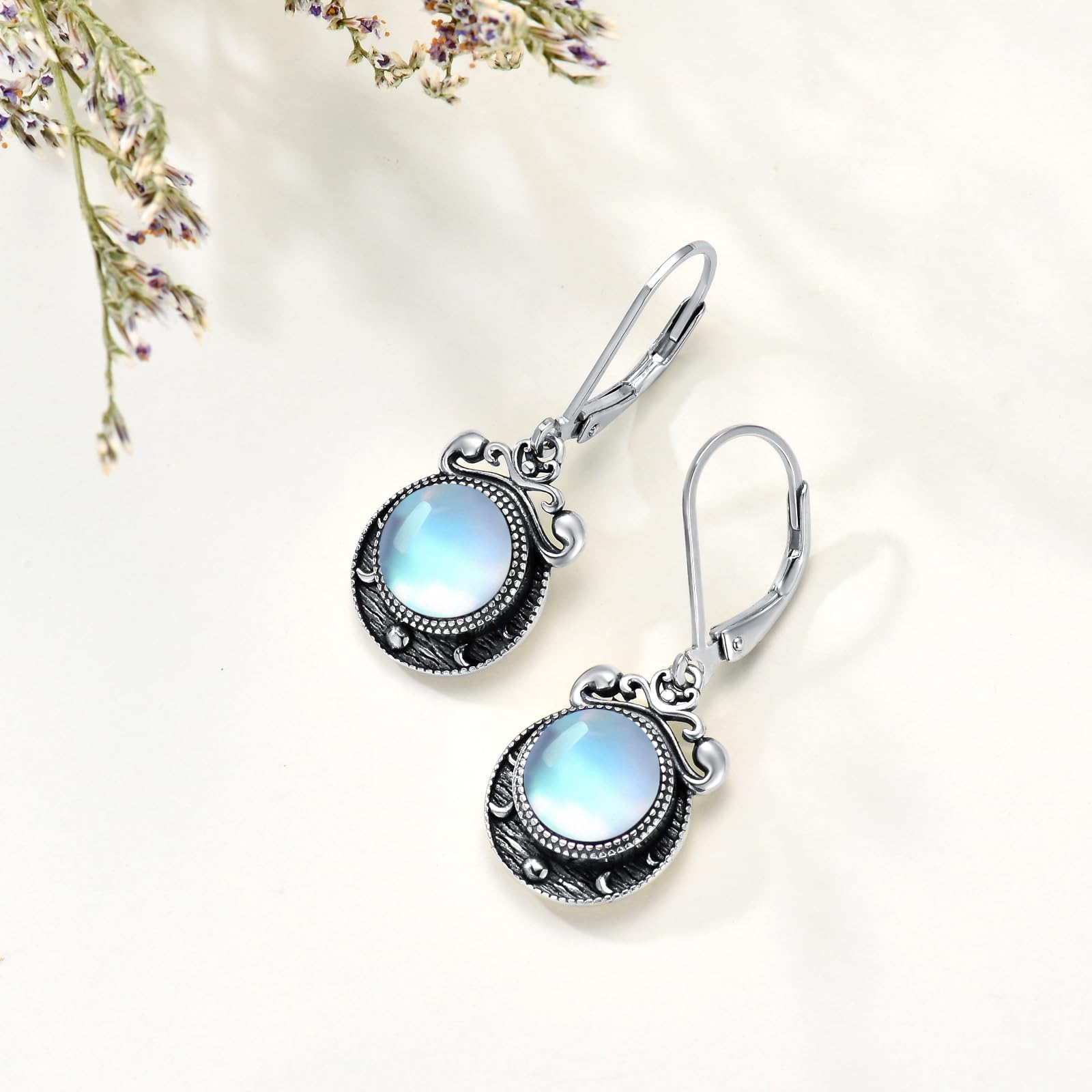 VONALA Pendientes de fase lunar de plata de ley rojo/verde/azul/violeta, pendientes de media luna para mujeres, joyas de luna, regalo para mujeres, adolescentes, niñas, madres, esposas