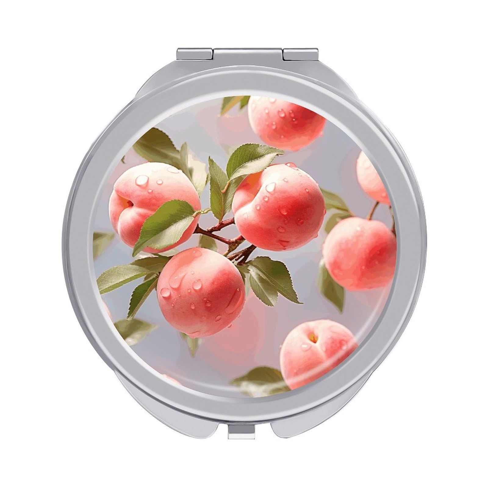JTREHY Pink Peach Makeup Mirror Portable Folding Mirror Compact Travel Mirrors 2-Sided Round Pocket Mirrors Cute Handheld Beauty Mirror for Handbag Purse for Women Gift