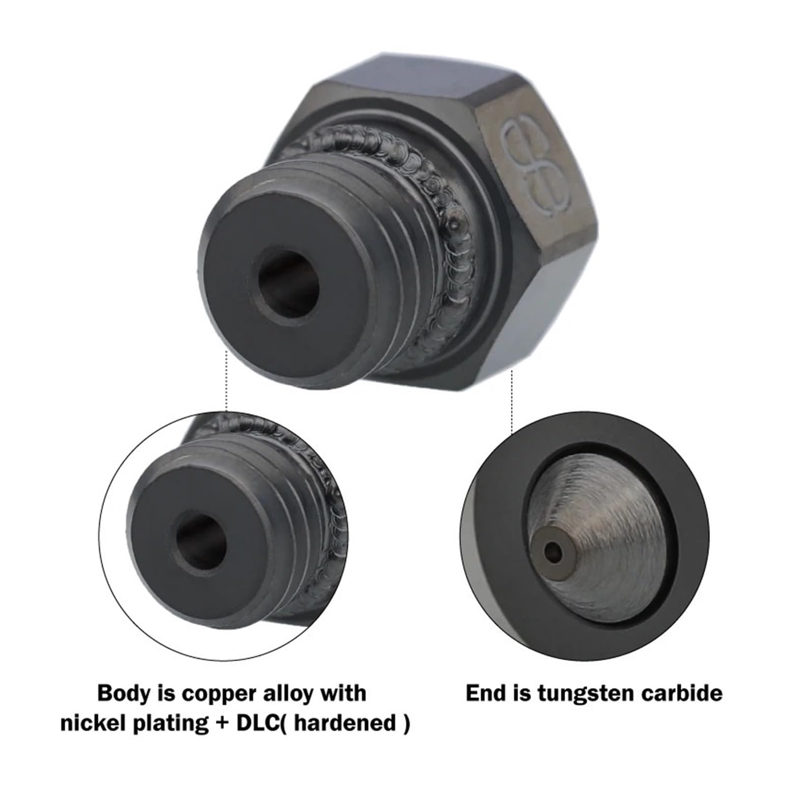 Boquilla MK10 Carburo Tungsteno Compatible con Flashforge Creator Pro X | Material resistente al desgaste, uso a altas temperaturas, extrusión precisa, accesorio hotend(0.4mm)
