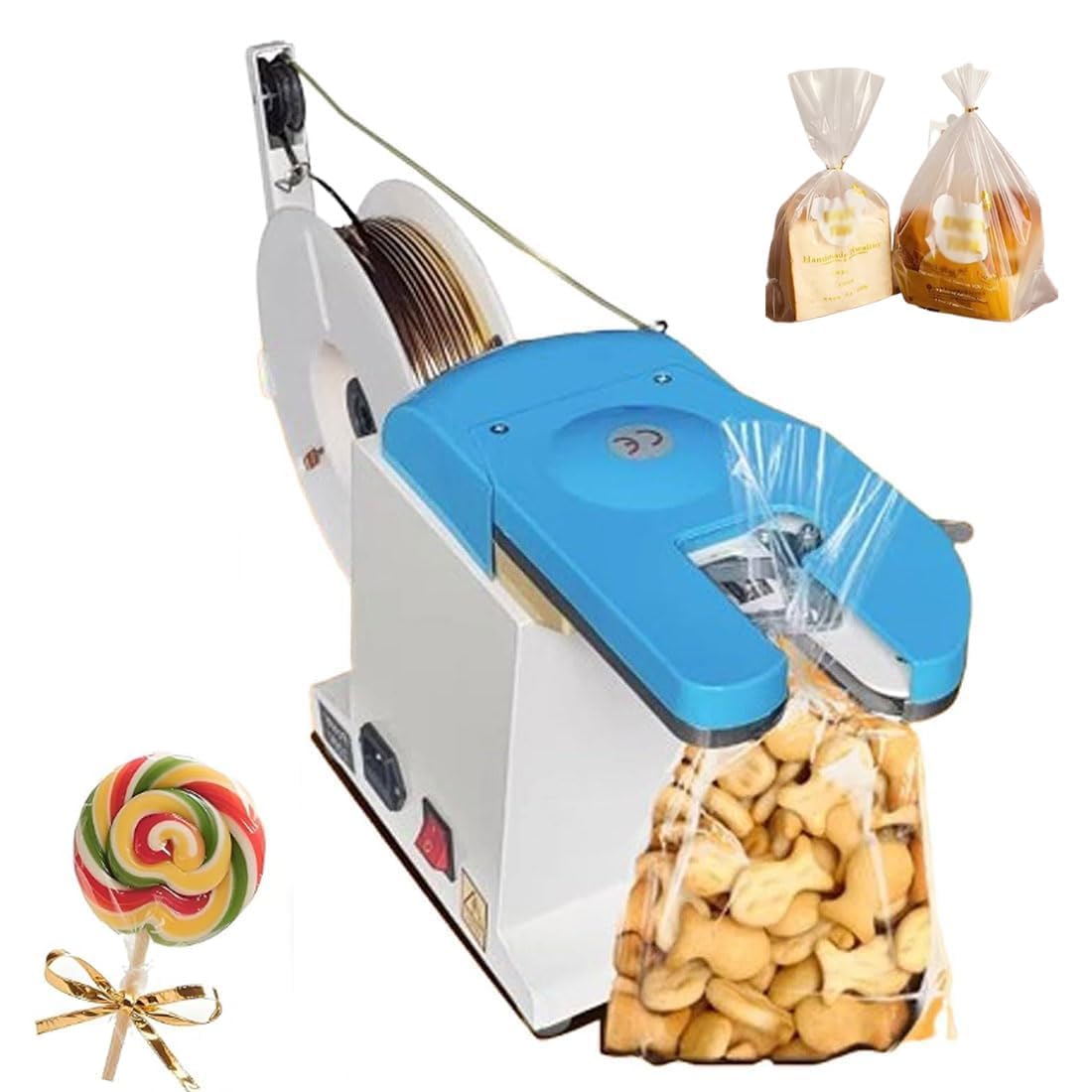 Máquina selladora eléctrica de bolsas, cierre portátil semiautomático para agrupar y embalar, perfecto para supermercados, panaderías, granjas y uso minorista
