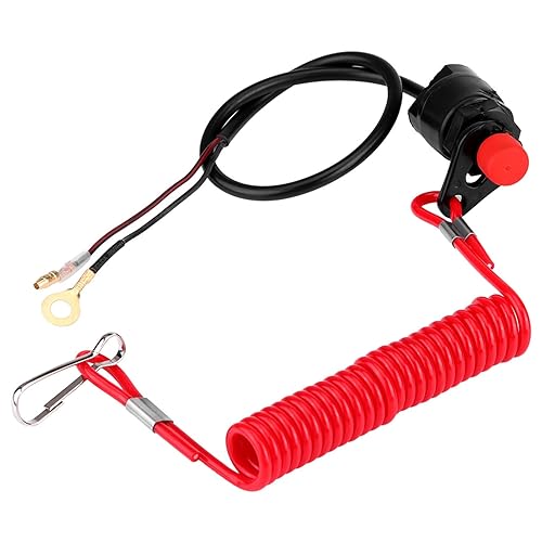 Interruptor de parada del motor, interruptor de emergencia para motocicleta con cordón de amarre flexible para cortacéspedes, fuera de borda ATV