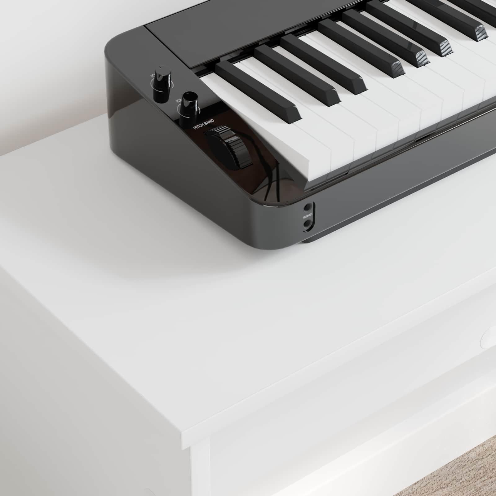 Support pour clavier en bois - 100 x 32 x 64 cm - Blanc