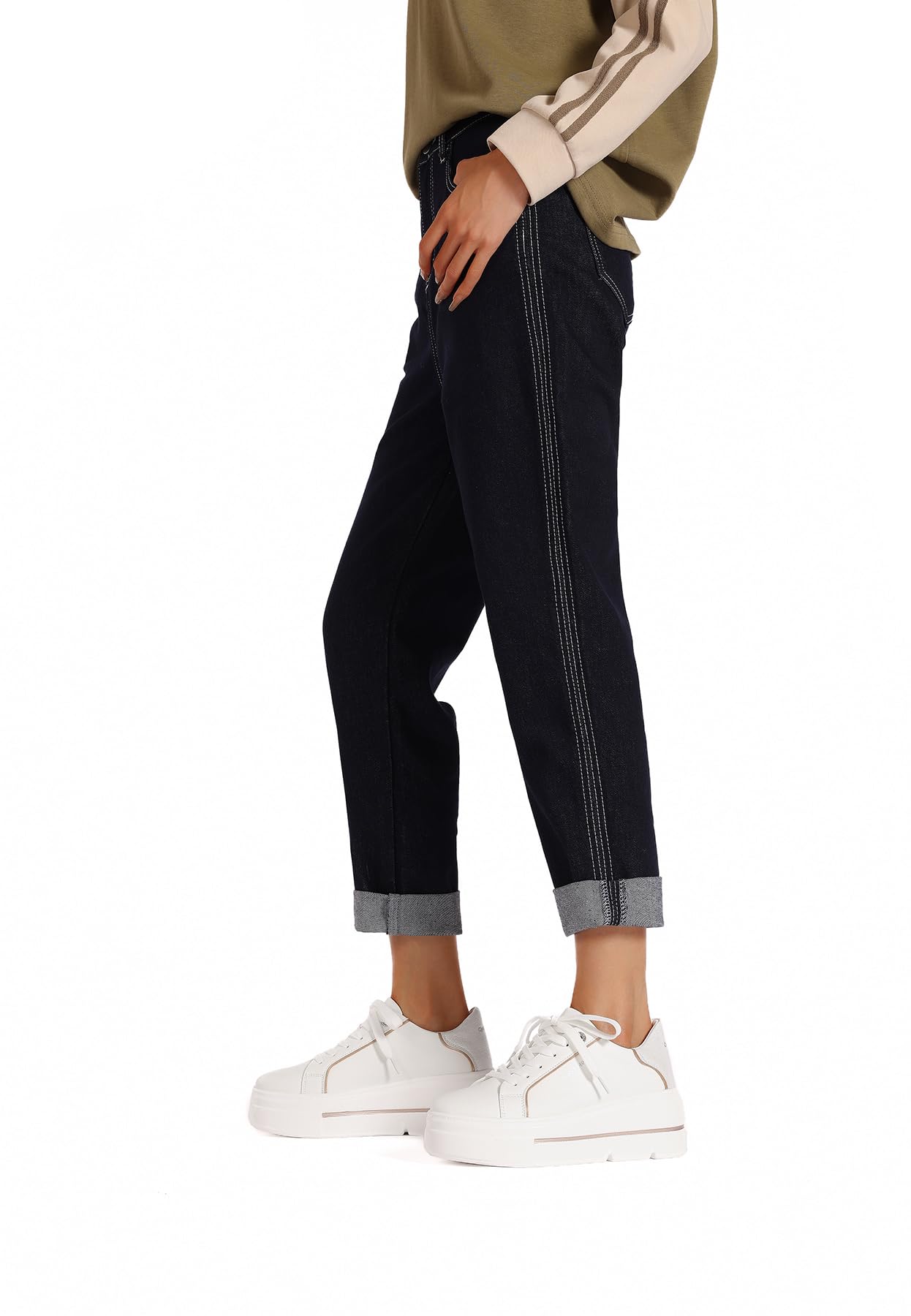 QUEEN HELENA Zapatillas de deporte con cordones brillantes casuales para mujer X32-61