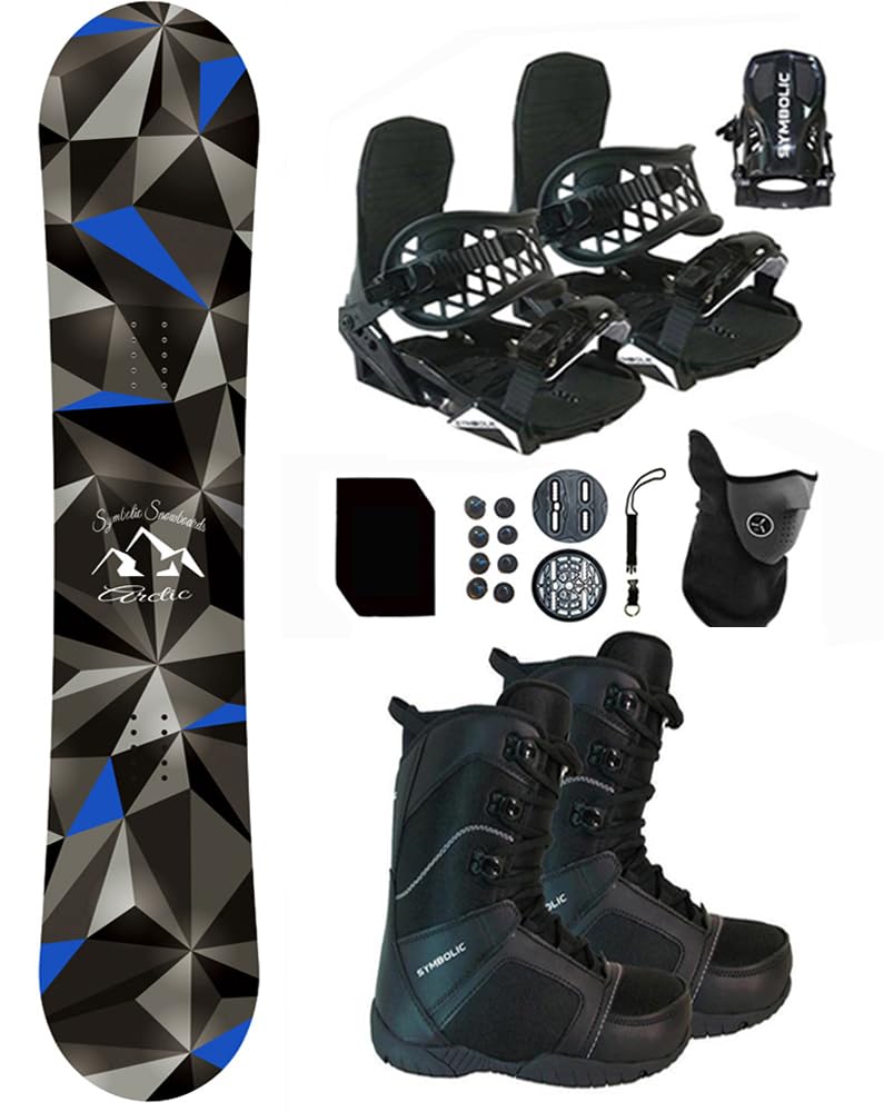 Symbolic Arctic Snowboard & Bindings & Boots Complete Package (167cm Wide Hybrid Rocker, 13 Mens Black Boots & Black Bindings)