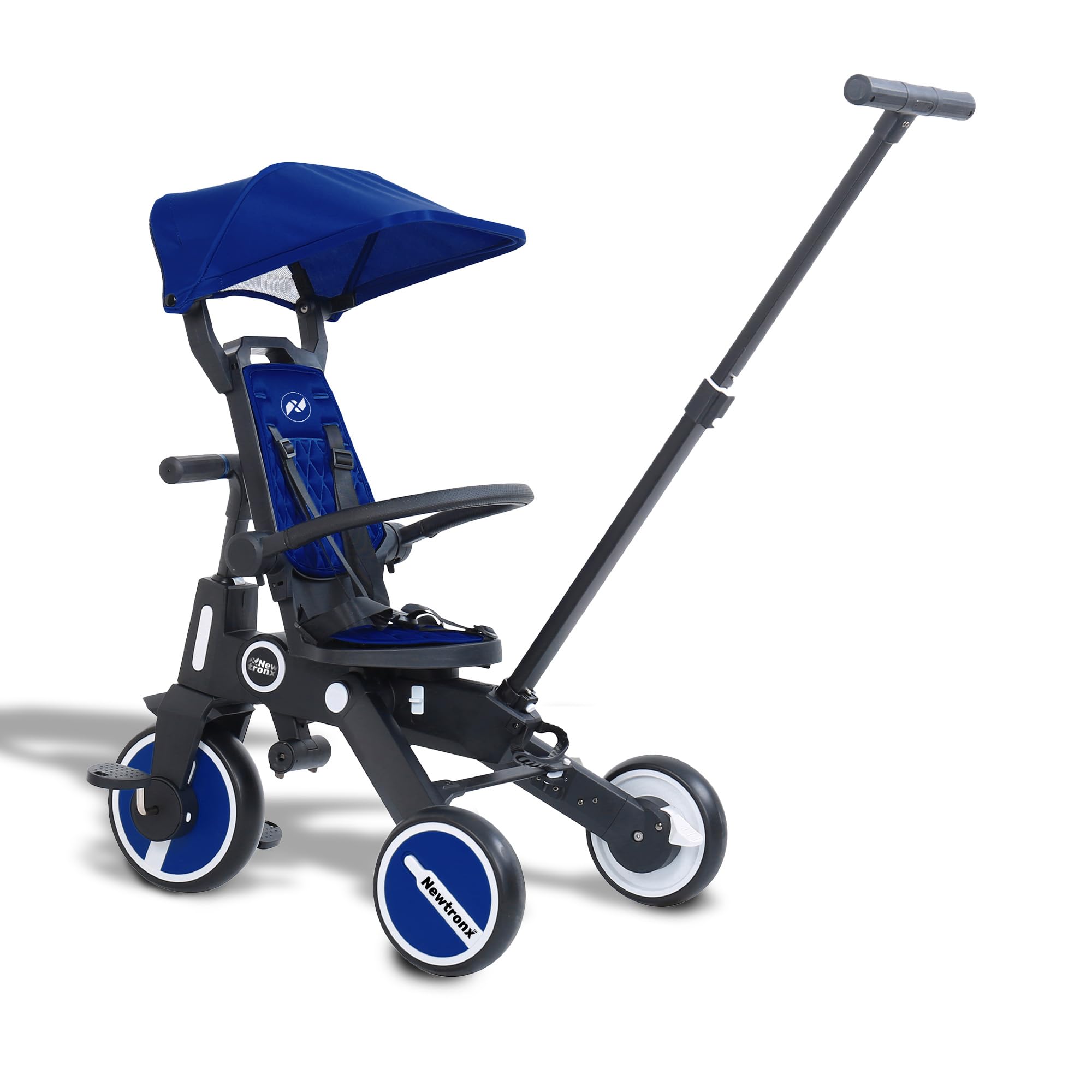 Newtronx Trixplorer Folding Toddler Tricycle Removable Push Handle, Rotatable Seat, Adjustable