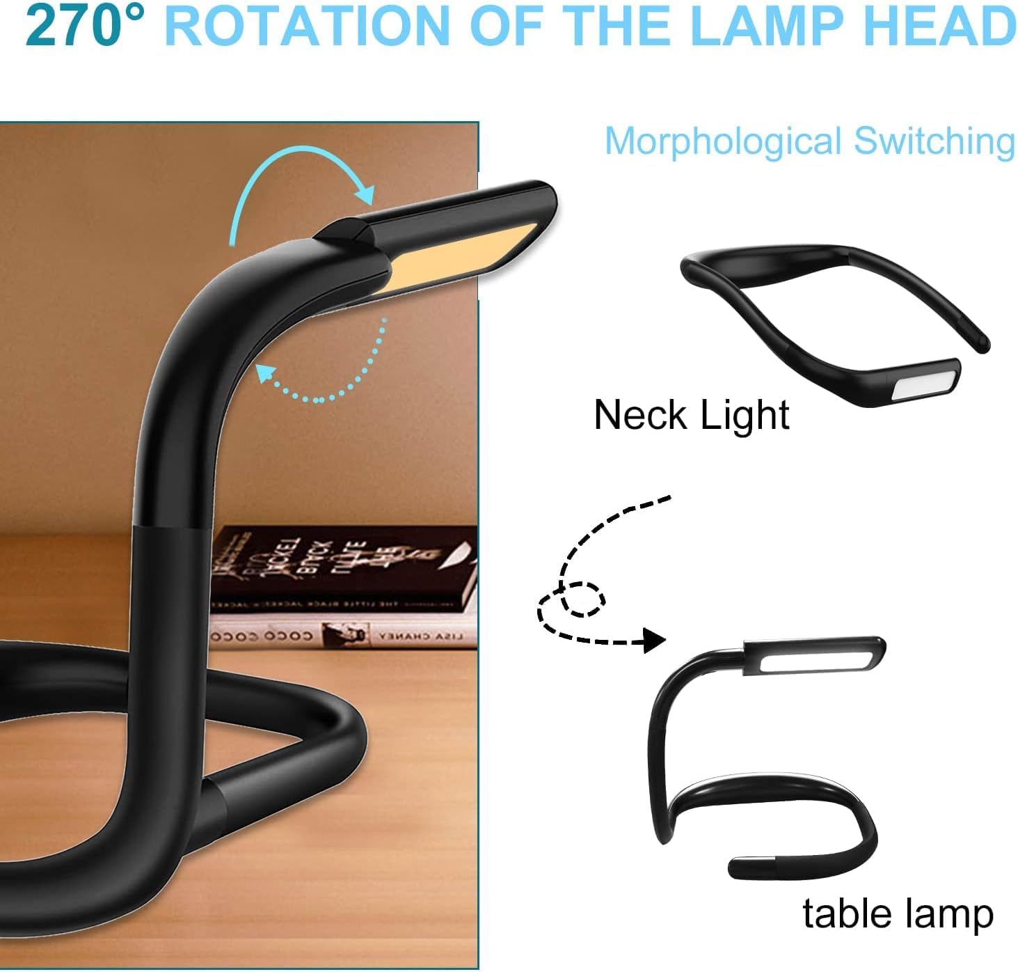 Luz de lectura para el cuello, brillo ajustable con 3 opciones de color, brazos flexibles para leer, hacer manualidades y actividades nocturnas