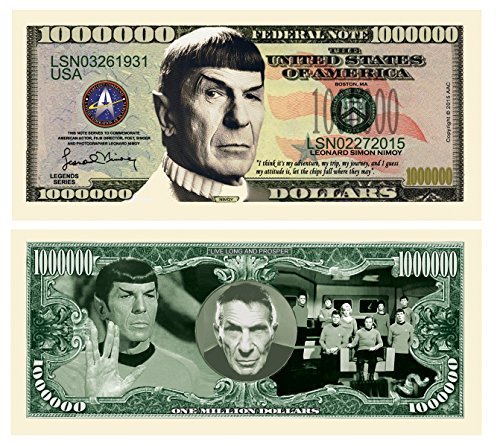 American Art Classics Leonard Nimoy Star Trek Spock Collectible Million Dollar Bill - Pack of 100 - Best Novelty Keepsake for Fans of Star Trek and The Starship Enterprise
