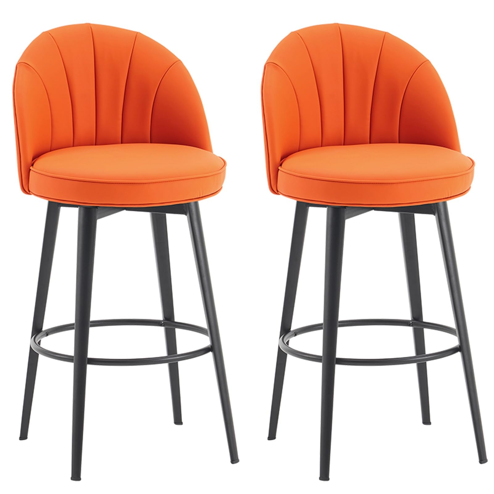Juego De 2 Taburetes De Bar Regulables En Altura, Giratorios 360 Asiento De Pvc Gris Costuras Vertical 10 0004422 92569880
