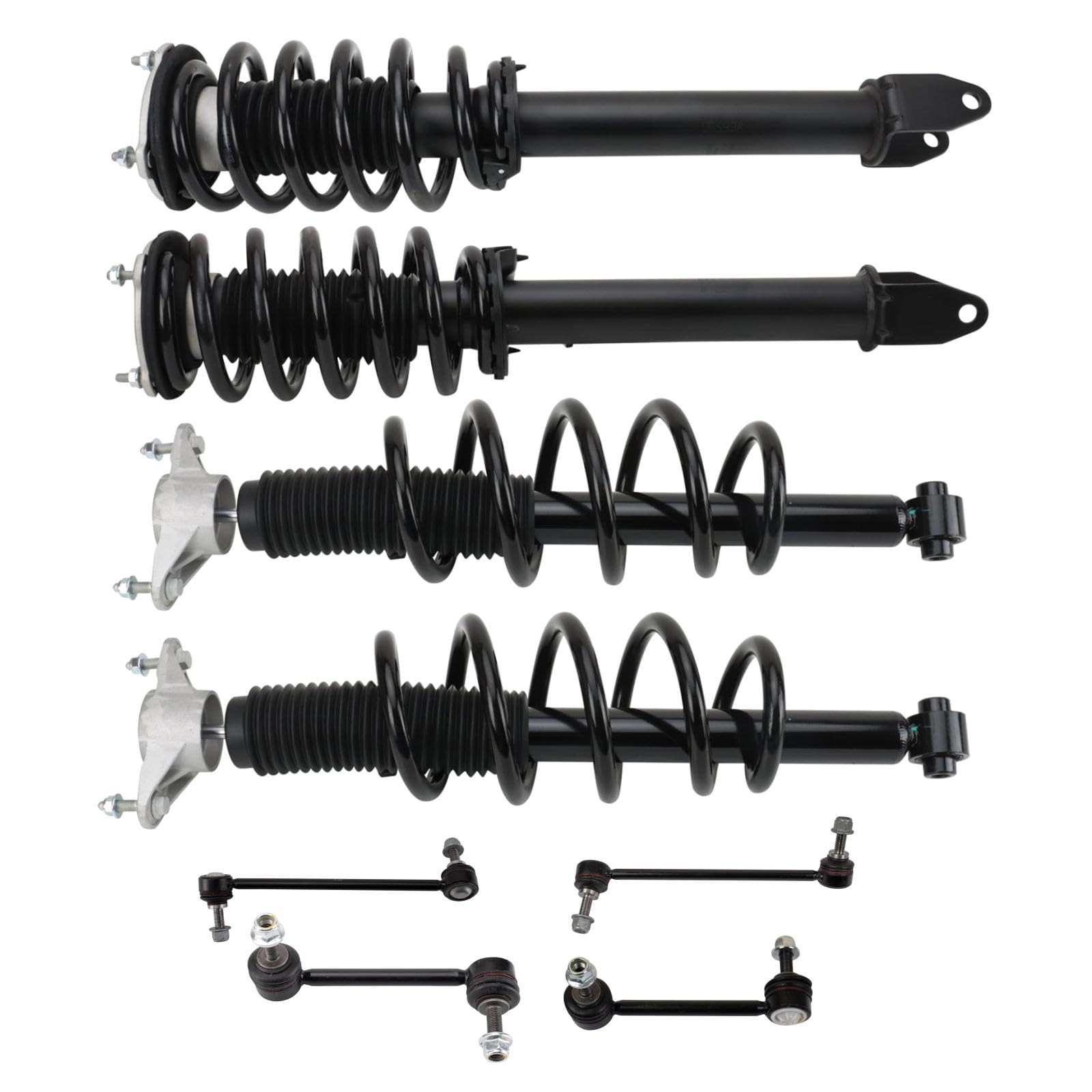 TRQ Front and Rear Suspension Kit Complete Strut & Coil Spring Assembly Shock Absorber Sway Bar Stabilizer Link Compatible with 2020-2021 Tesla Y