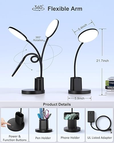 Miniatura 5 de Sailstar Lámpara de escritorio pequeña, lámparas de escritorio LED para oficina en casa, 3 modos de iluminación, luz de escritorio de 800 lm con