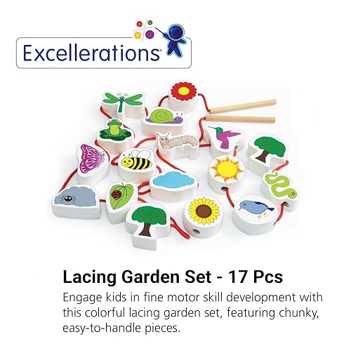 Miniatura 2 de Excellerations Juego de cordones de jardín de 17 piezas jumbo, juguete educativo de motricidad fina para niños, a partir de 2 años (artículo #
