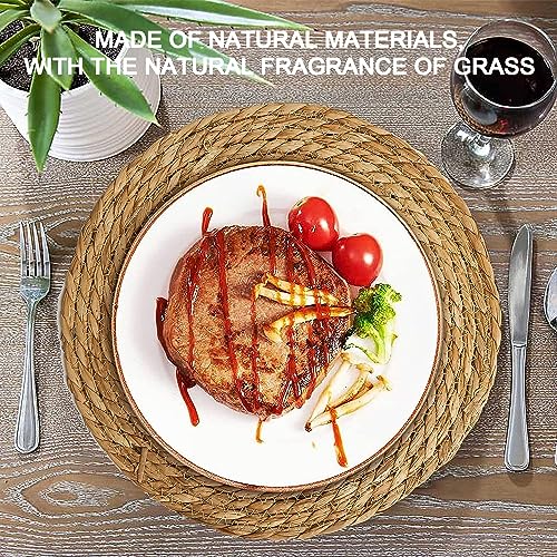 Dd Defined Deco B2C220069-C Defined Deco Woven Placemats Set Of 10,13 Inch Round Rattan Placemats,Natural Hand-Woven Water Hyacinth Placemats,Farmhouse Weave Place Mats,Rustic Braided Wicker Table Mats thumb #2