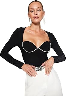 Trendyol Woman Black Shiny Stone Body TPRAW24BD00024 body