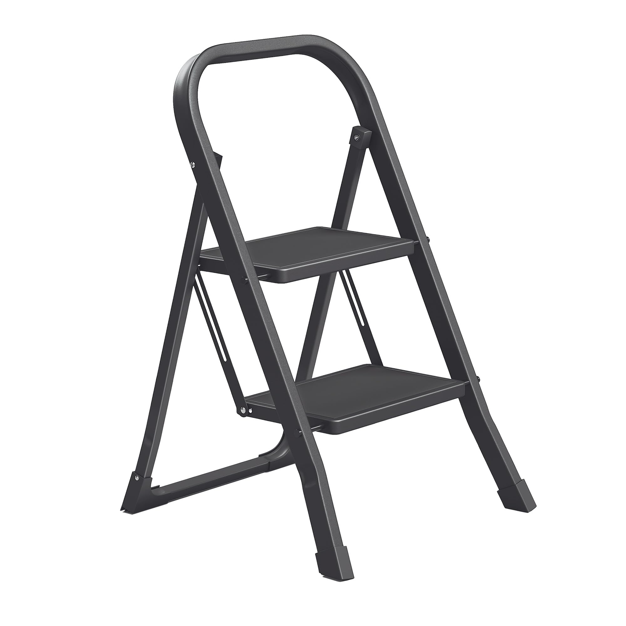 Songmics 2-Step Folding Step Ladder, Step Stool, Safety Locking Mechanism, Easy to Store, Load Capacity 150 kg, Black GSL012BZ01