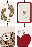 Vista 16 de Ambientador de Coche Retro con Lazos de Leopardo 4 Piezas, Accesorios de Coche con Estampado de Guepardo Bola 8 de la Suerte para Interior, Lazos