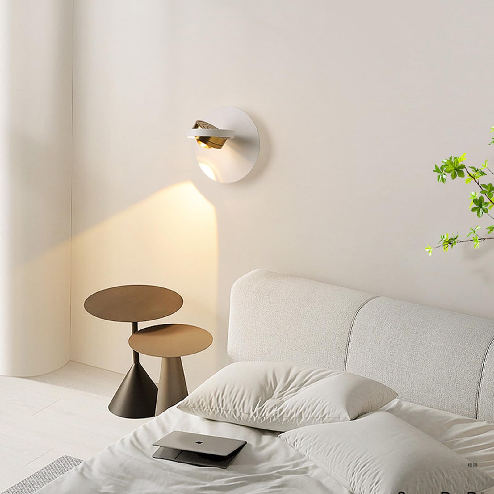 Iluminación para cabecera dormitorio y pasillos modernos con aplique LED circular blanco 7