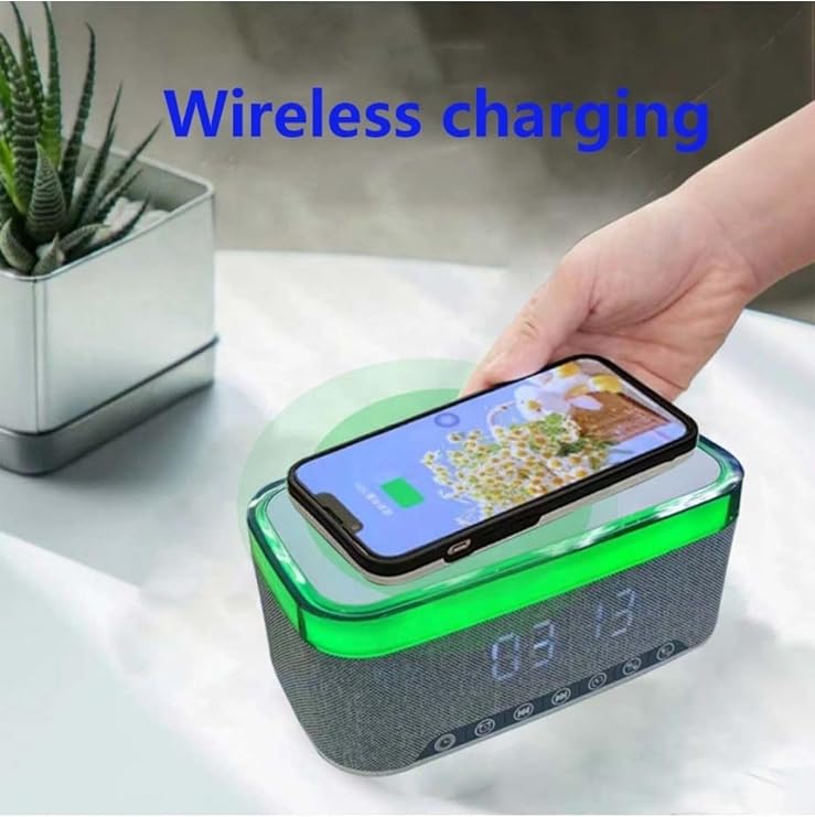 Gaman Kablosuz Bluetooth Hoparlör - Üstten Telefon Şarj Özellikli, Rgb Tasarım, Alarm & Saat Göstergeli