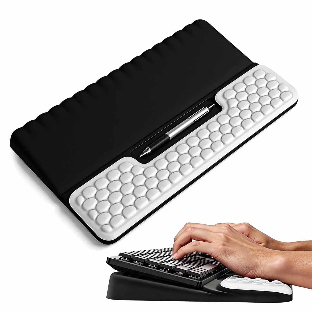 ZORBES® Wrist Rest with Keyboard Stand, Computer Wrist Support Pad, Ergonomic Keyboard Riser Holder Lift Tray with Wrist Pad, Soft Memory Foam Desk Cushion, Palm Arm Hand Typing for Office Home Gift
