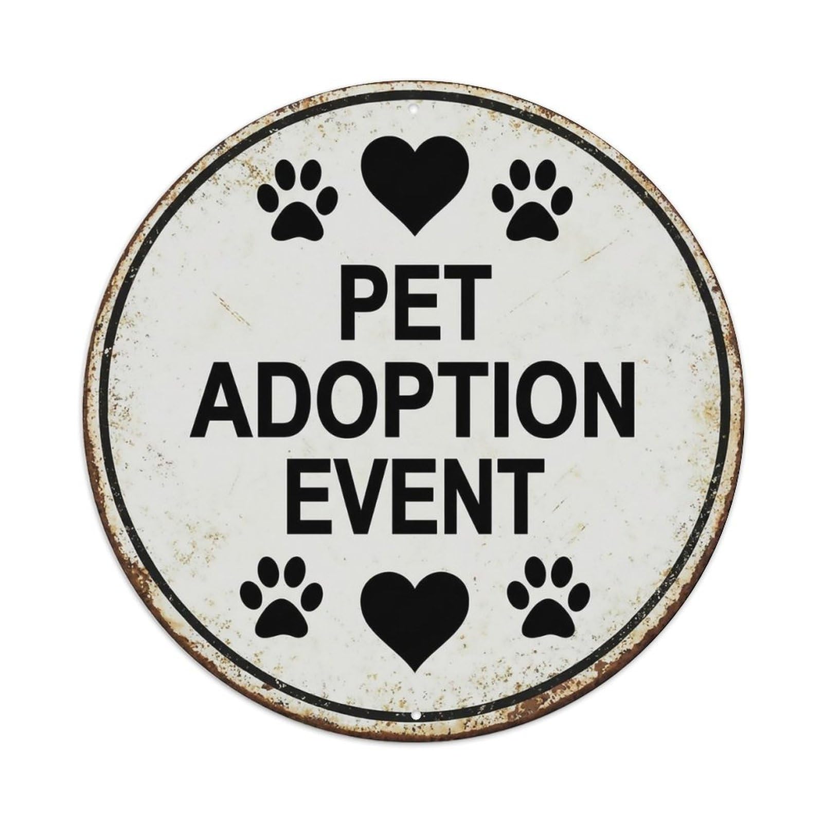 Vintage Pet Adoption Event Venue Metal Tin Sign