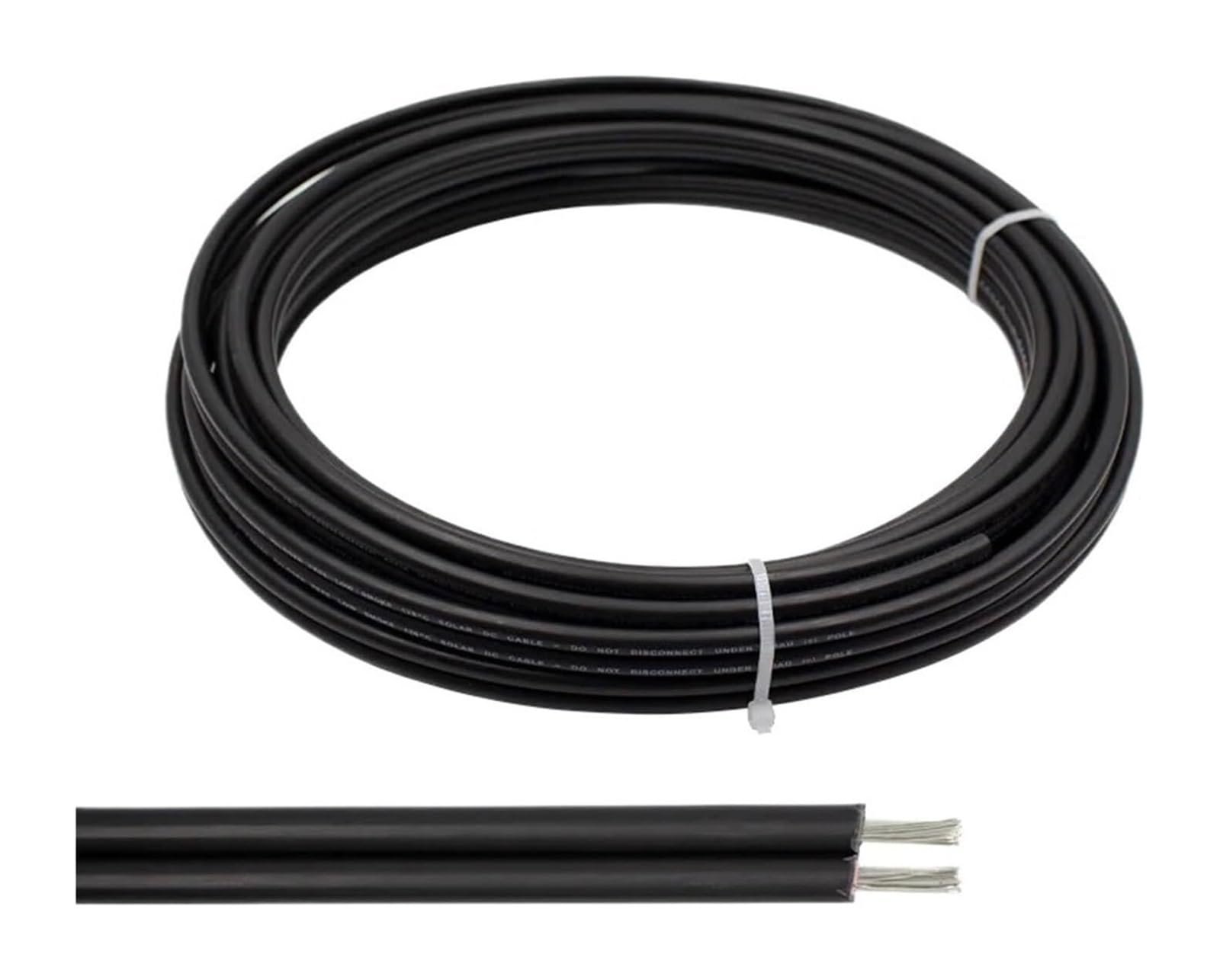 Solar-Kabel Photovoltaik-Kabelverlängerung, Solar-Photovoltaik-Panel-Kabel, 10 Meter, 2-adrig, 4 mm²/6 mm², schwarzes kupfervernetztes Polyethylen(4MM2 12AWG)