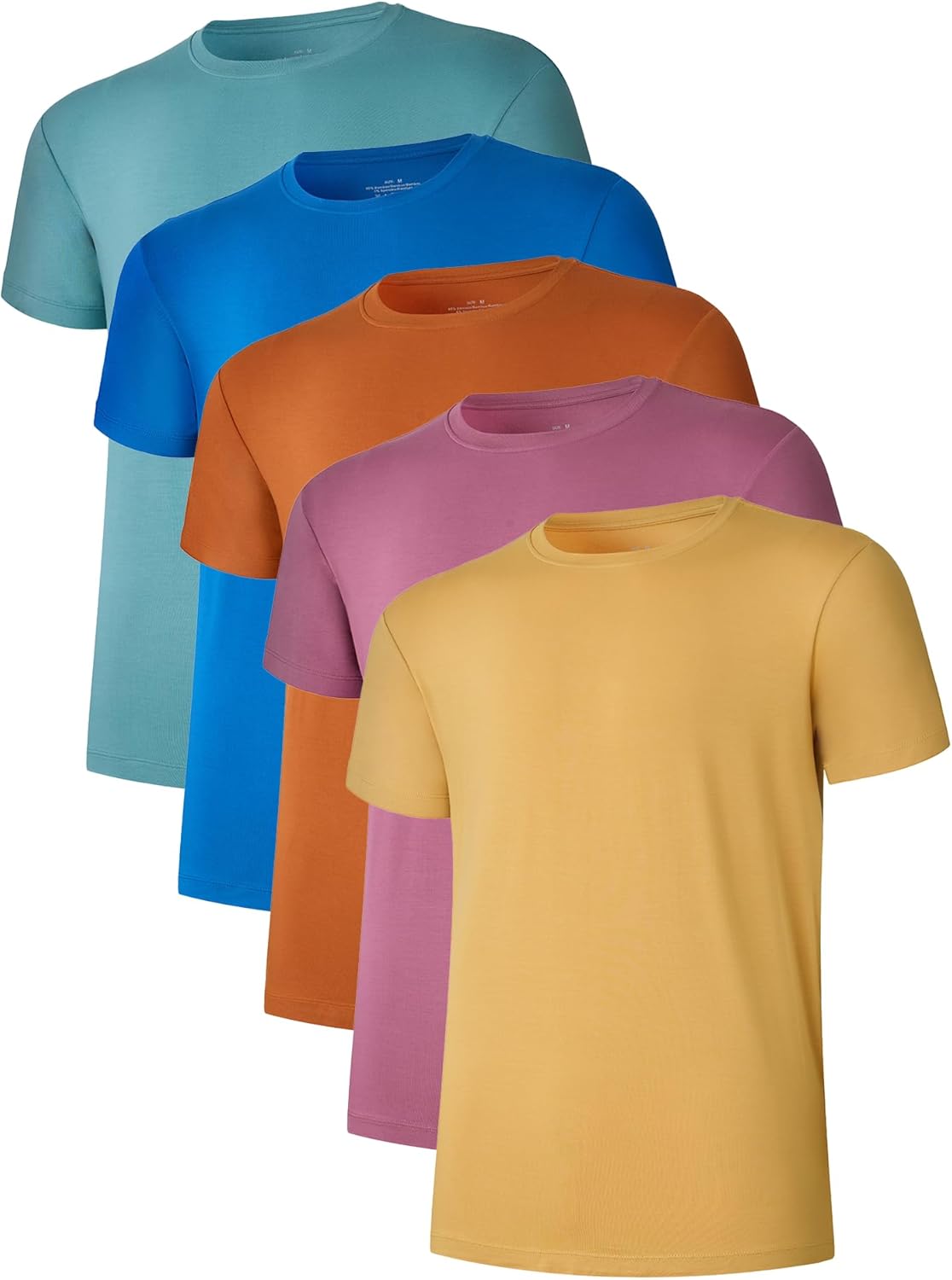 COLORFULLEAF Men's Undershirts Moisture-Wicking Stretchy Soft Crew Neck T-Shirts for Men