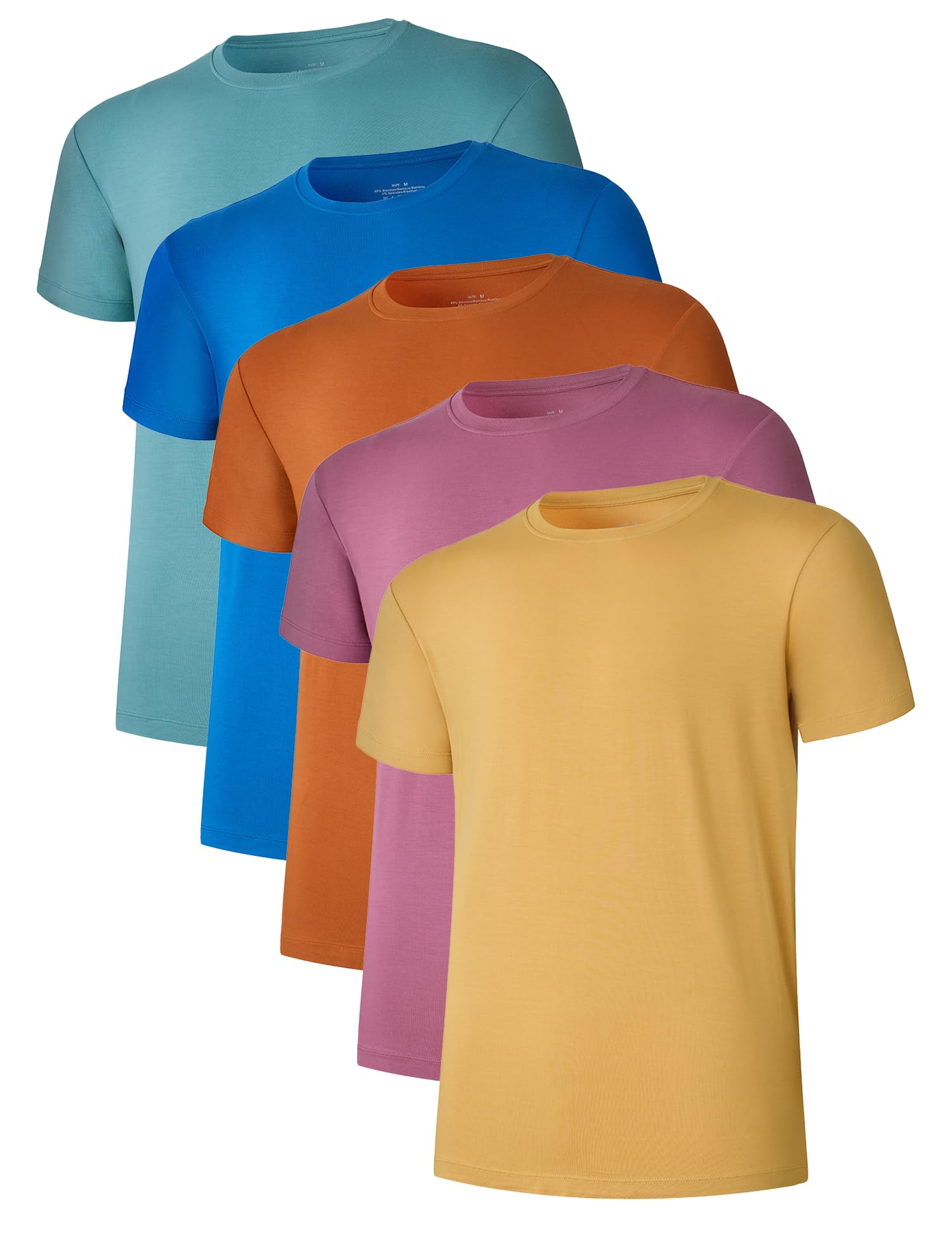 COLORFULLEAF Mens Undershirts Moisture-Wicking Stretchy Soft Crew Neck T-Shirts for Men