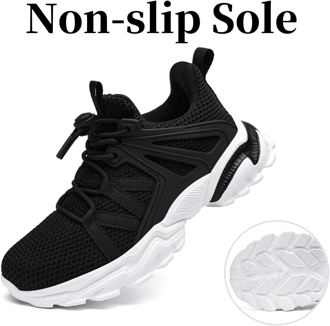 Boys Girls Shoes Kids Sneakers Lightweight Breathable Tennis Athletic Running Shoes for Toddler/Little Kid/Big Kid 4 Big Kid Black image 5 of 6 B0D5R311L1