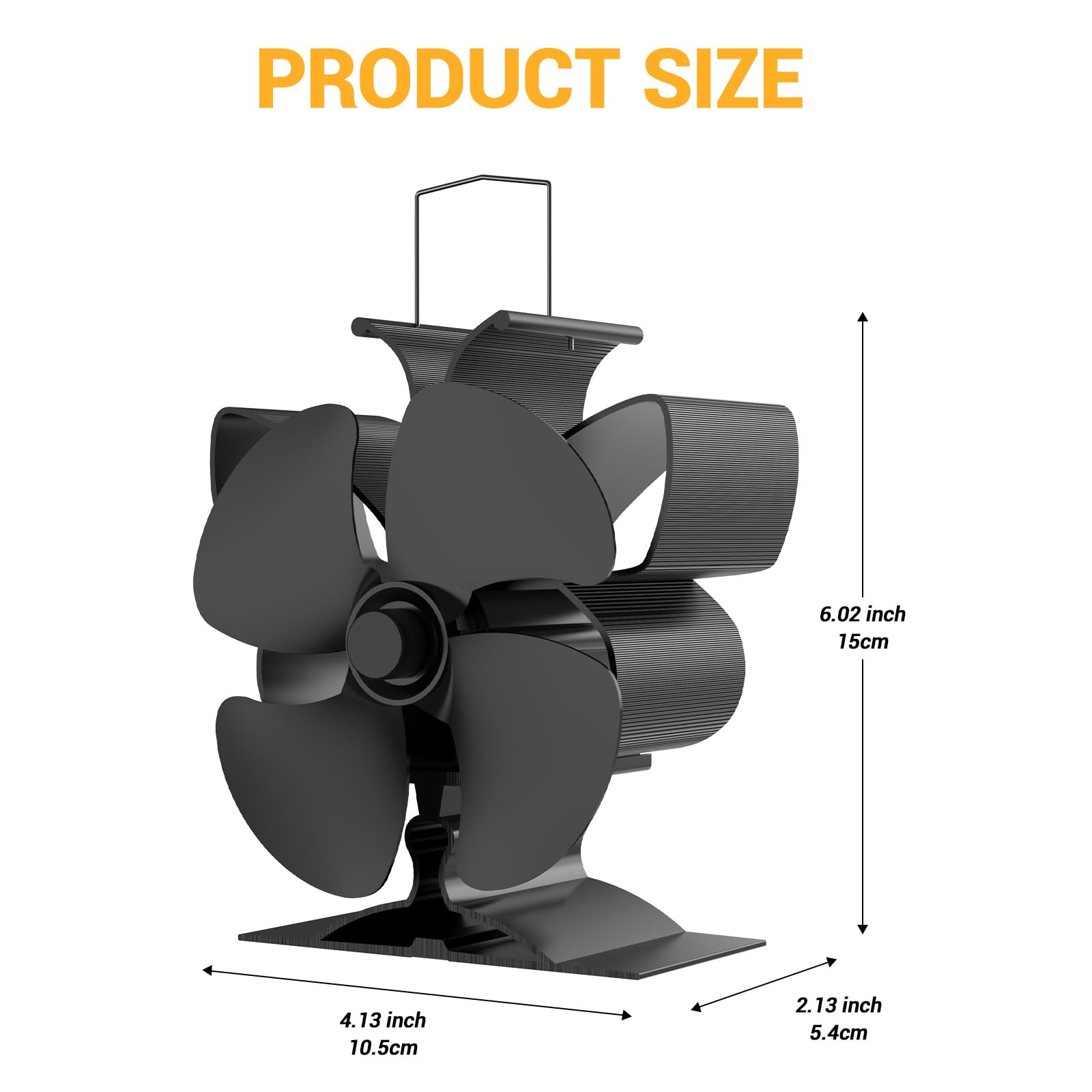 Ventilateur Poele à Bois, 4 Pales Ventilateur Cheminée Silencieux Alimenté Par la Chaleur pour Poêle à Bois/Cheminée/Gaz/Bûches de Poêle