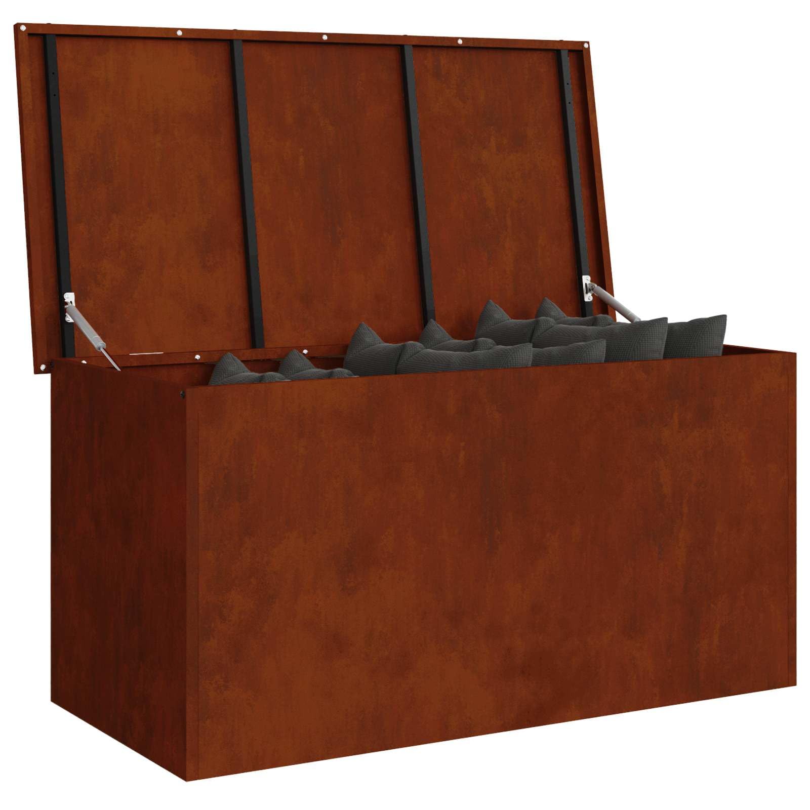 vidaXL Outdoor Storage Box Rusty 100 x 50.5 x 50 cm Steel, Garden and Terrace Storage Solution, Weatherproof Box, Durable Metallic Organizer, Rectangular Industrial Cabinet