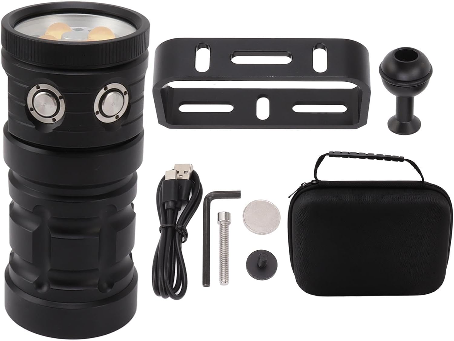 USB Rechargeable Scuba Diving Flashlight, 18000LM Brightness, 100M Waterproof, LED Torch for Underwater Exploration