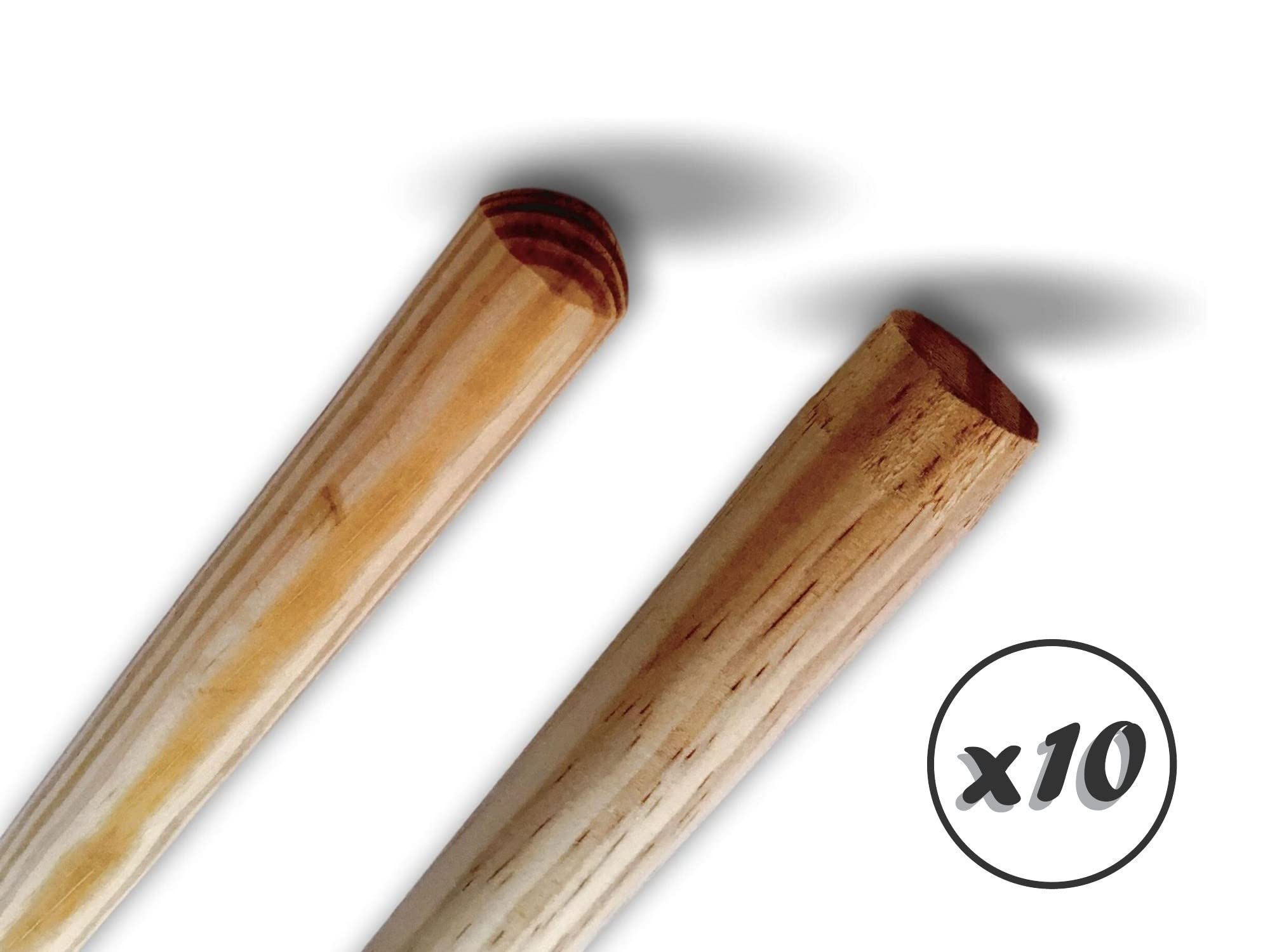Lot de 10 manches bois lisse pour balais cantonnier et balais extérieur | Pour douille métal Ø 28mm | Longueur 1,40 mètre | Légèreté et robustesse | Kibros 2940x10