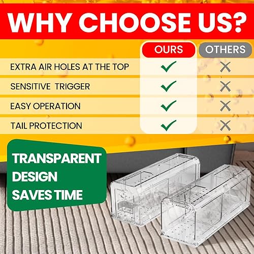 Miniatura 5 de Trampas para ratones humanas, atrapan y liberan ratones vivos sin matar, trampa para ratones reutilizable para interior y exterior (4 unidades)