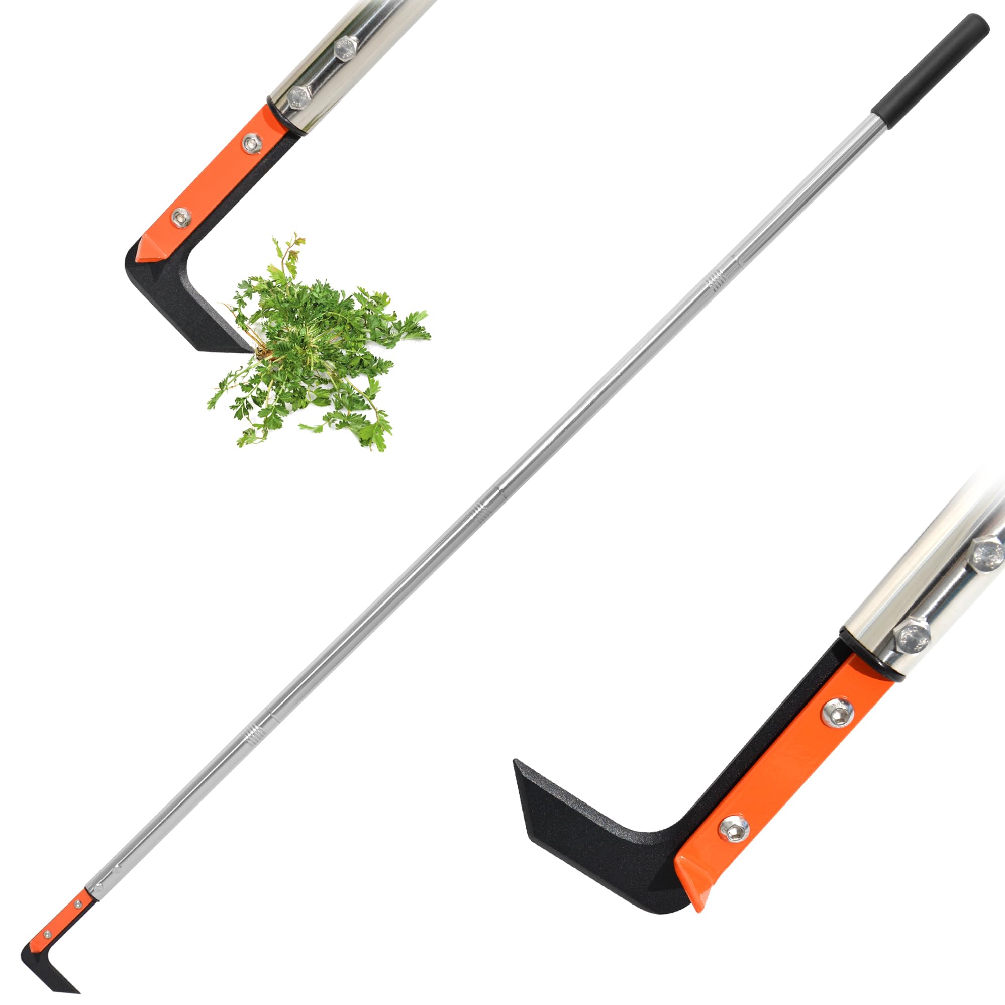 Weeder - Diserbatore a forma di L in acciaio per molle, 147,3 cm | Maniglia regolabile in acciaio inox da giardino, per marciapiedi, vialetti, cortili
