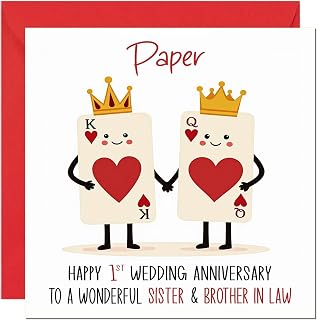 Paper Anniversary Card for Sister & Brother in Law - 1st Wedding Anniversary Cards for Brother in Law & Sister Cute Anniversaries Greeting Cards