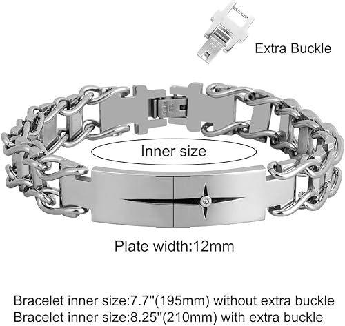 Miniatura 3 de Mens Cross Bracelet, Son Grandson Dad Husband Bracelets, Stainless Steel Link Bracelet Adjustable